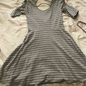 SO Gray Striped Skater Dress